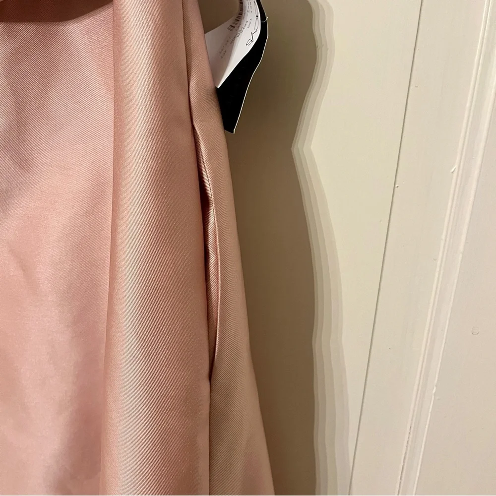 Alfred Sung Draped One-Shoulder Satin Maxi Dress Pockets Toasted Sugar 4 AS IS - Picture 6 of 16